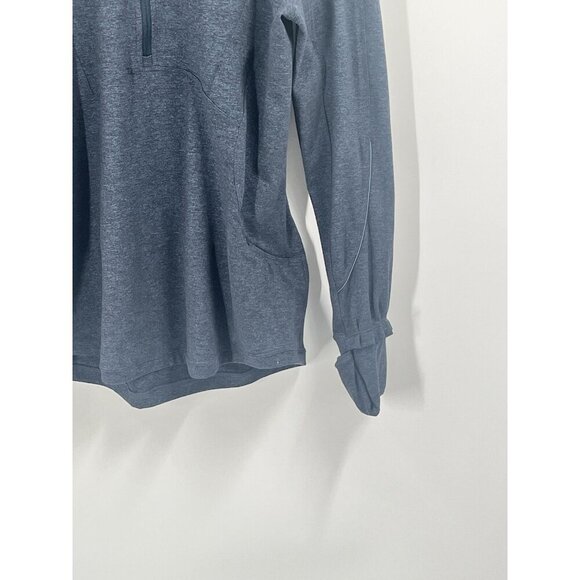 Lululemon Extra Mile 1/2 Zip Heathered Nocturnal Teal / Black Sz 10 - Picture 3 of 6
